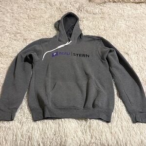NYU Stern Gray Drawstring Hoodie with Logo - Size Small - NEW WITHOUT TAGS